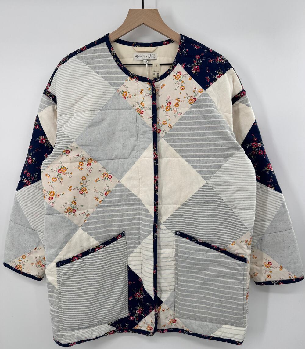 Madewell x The New Denim Project Patchwork Cocoon Coat Quilted Jacket L NWT